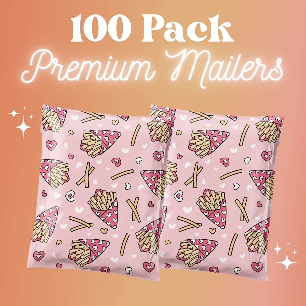 Valentine's Poly Mailers 10x13 Inch 100 Pack Shipping Supplies Fries Before Guys